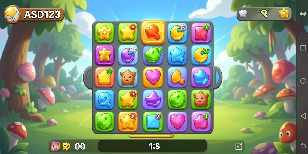 Tampilan menarik dari gameplay <strong>ASD123</strong> dengan level Match-3 yang menantang.