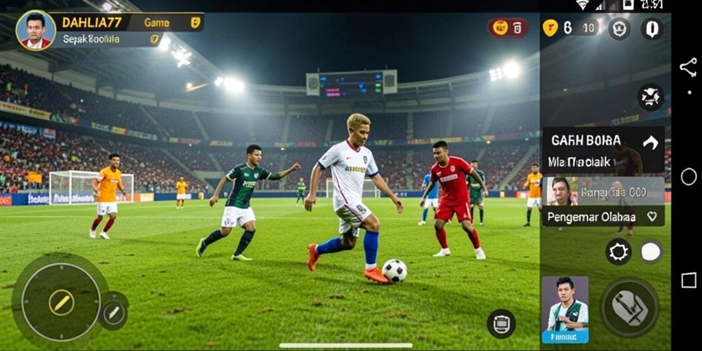 Tampilan gameplay menarik dalam DAHLIA77 yang menampilkan aksi sepak bola.