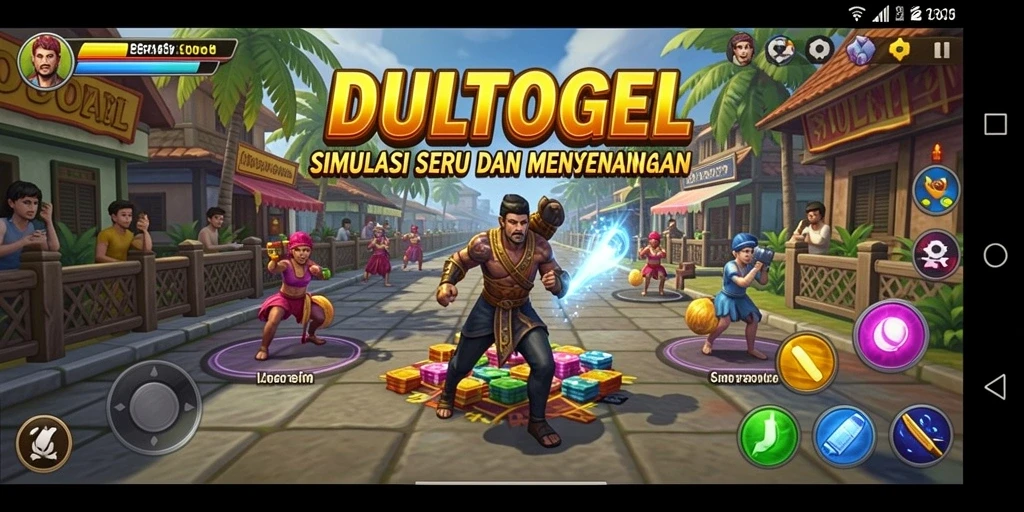 Tampilan utama gameplay DULTOGEL yang menarik dan interaktif.