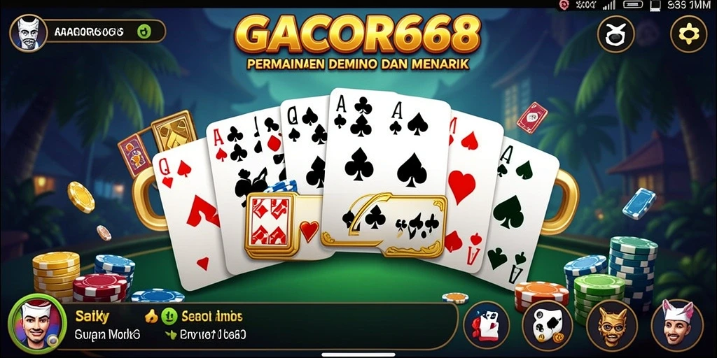 Tampilan gameplay utama GACOR668 dengan kartu Domino yang menarik.