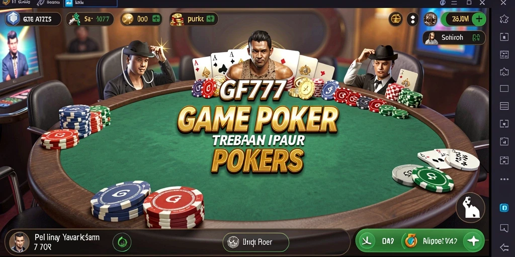Screenshot GF777 menampilkan gameplay mendebarkan permainan poker.