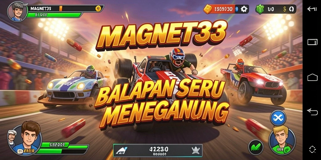 Tampilan gameplay seru dalam balapan cepat di MAGNET33.