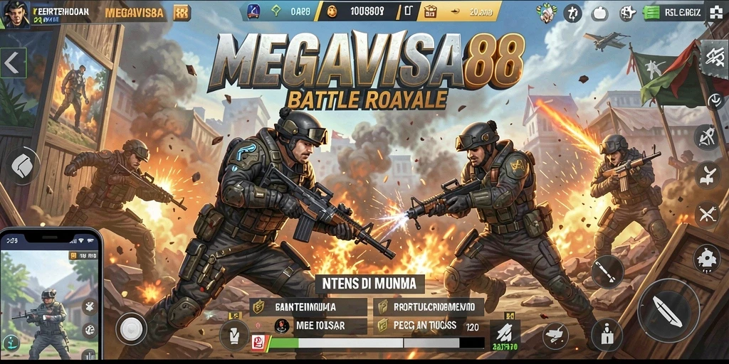 Tampilan gameplay seru di MEGAVISA88 dengan aksi Battle Royale yang mendebarkan.