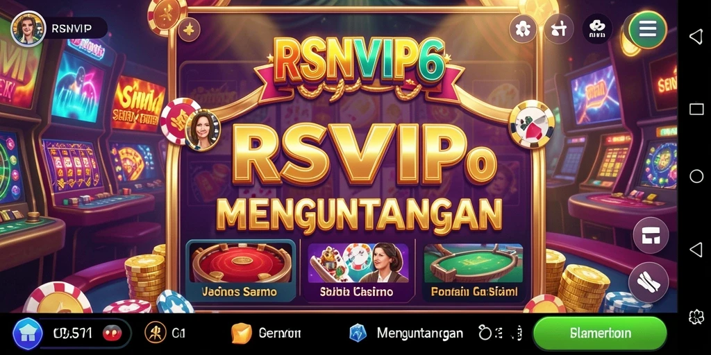 Screenshot gameplay RSNVIP6 menampilkan suasana kasino yang mendebarkan.