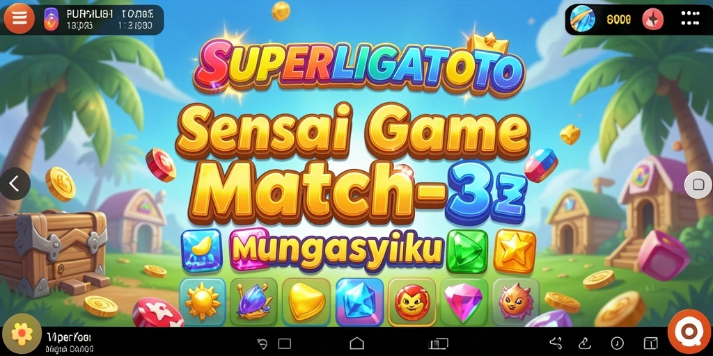 Screenshot Gameplay SUPERLIGATOTO dengan aksi Match-3 yang seru.